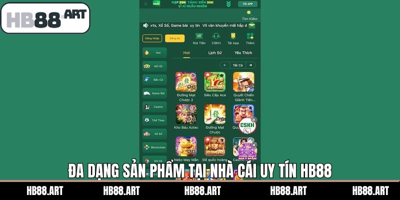 Sản phẩm giải trí nổi bật mà HB88 cung cấp