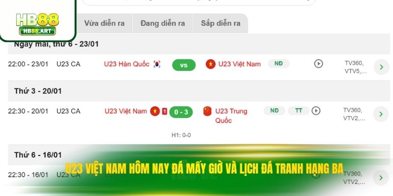 U23 Việt Nam Hôm Nay Đá Mấy Giờ Và Lịch Đá Tranh Hạng Ba